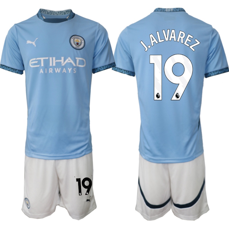 Men 2024-2025 Club Manchester City home blue #19 Soccer Jersey